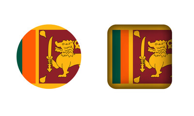 Flat Square and Circle Sri Lanka Flag Icons