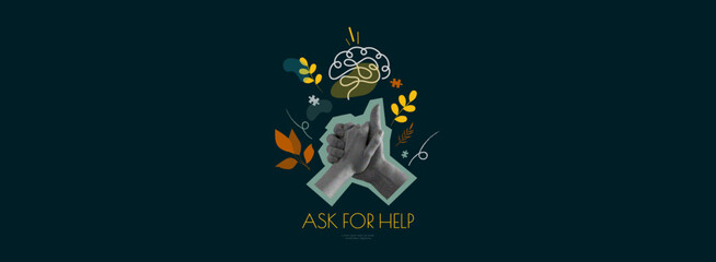 Fototapeta Social banner. Ask for help. obraz