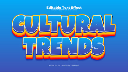 Blue and orange cultural trends 3d editable text effect - font style