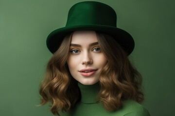 woman wearing leprechaun hat