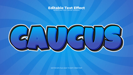 White black and blue caucus 3d editable text effect - font style
