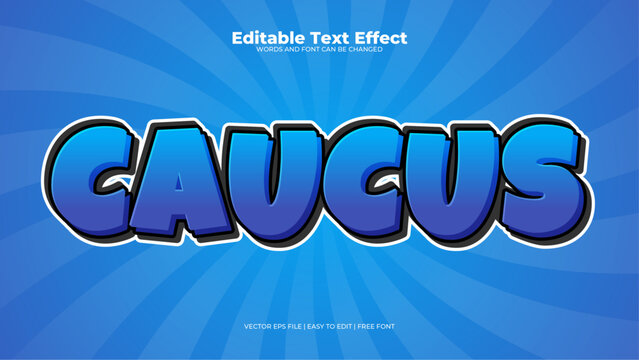 White black and blue caucus 3d editable text effect - font style
