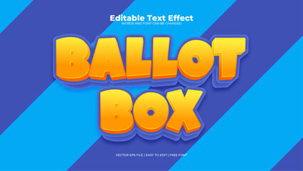 Blue and yellow ballot box 3d editable text effect - font style