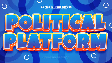 Blue yellow and orange political platform 3d editable text effect - font style - obrazy, fototapety, plakaty