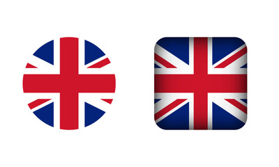 Flat Square and Circle United Kingdom Flag Icons