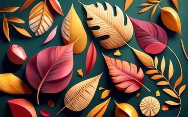 Beautiful illustration with natural leaf in forest
