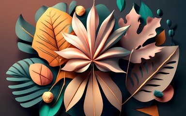 Beautiful illustration with natural leaf in forest