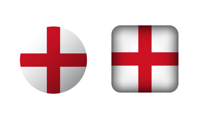 Flat Square and Circle England Flag Icons