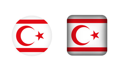 Flat Square and Circle Northern Cyprus Flag Icons