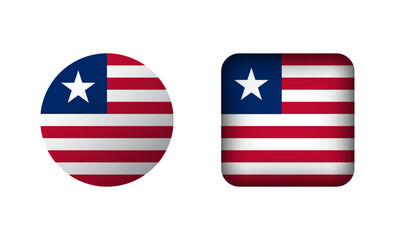Flat Square and Circle Liberia Flag Icons