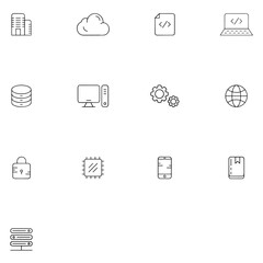 programming line icons collection. Technology, coworking, developer, website, coding, app icons