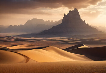 Fototapeta na wymiar big scale desert in minimal style 