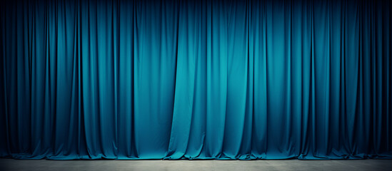 blue stage curtains - obrazy, fototapety, plakaty