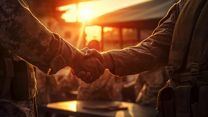 Deurstickers making military agreements. - close up of handshake © sema_srinouljan