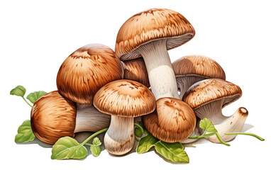 A Mushroom Ensemble On Isolated Background