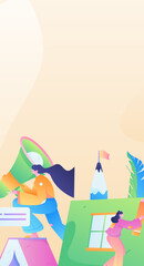 Education learning people flat vector concept hand drawn illustration
