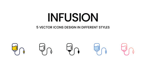 Infusion Icon Design in Five style with Editable Stroke. Line, Solid, Flat Line, Duo Tone Color, and Color Gradient Line. Suitable for Web Page, Mobile App, UI, UX and GUI design.