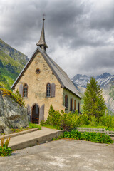 Fototapeta na wymiar Old historic church at Grimselpass Switzerland