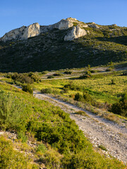 Rock formation in the Alpilles on a sunny day