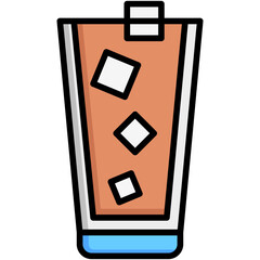 ice coffee color line icon