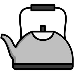 coffee and tea kettle color line icon