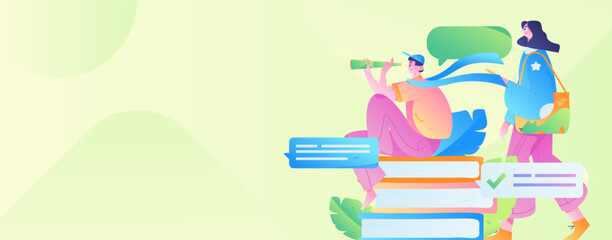 Education learning people flat vector concept hand drawn illustration
