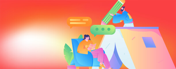 Education learning people flat vector concept hand drawn illustration
