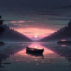 sunset over the lake