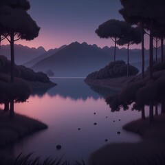 sunset over the lake