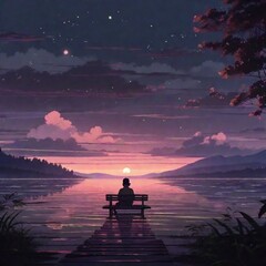 sunset over the lake