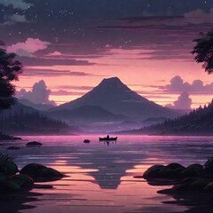 sunset over the lake