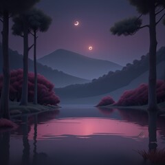 sunset over the lake