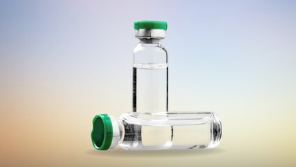 A set of vial of injection on desk in hospital