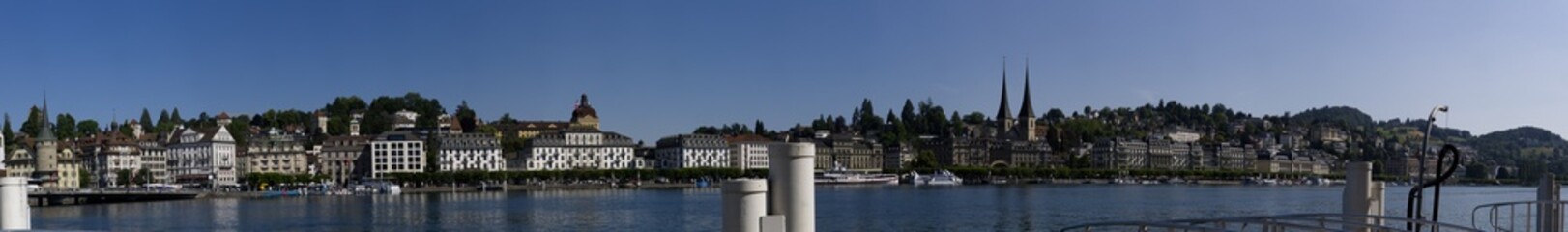 Panorama view of town on Lake Lucerne Switzerland