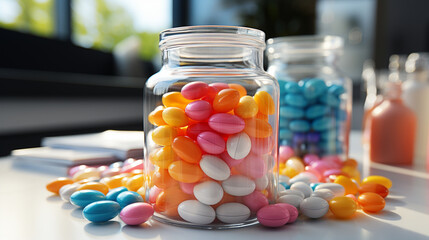 jelly beans in a glass jar HD 8K wallpaper Stock Photographic Image 