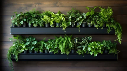 Foto op Plexiglas Two wall shelves filled with green plants © jr-art
