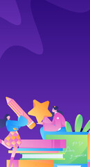 Education learning people flat vector concept hand drawn illustration
