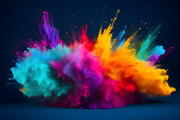 Colorful powder explosion isolated on black background