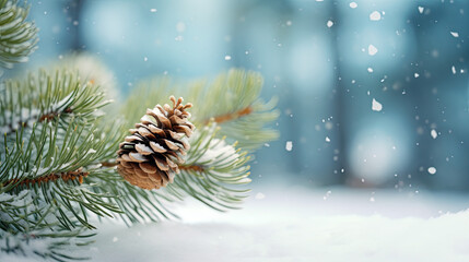 christmas background with pine cones