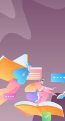 Education learning people flat vector concept hand drawn illustration
