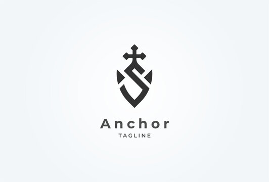 Initial S Anchor logo design. letter S with anchor combination. flat design logo template. vector illustration