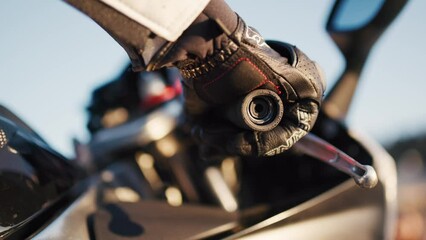 Biker reving his engine