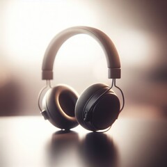 Fototapeta na wymiar black headphones on a simple background
