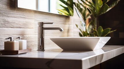 Fototapeta premium Bathroom details,Bathroom interior luxurious with sink and faucet