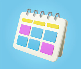 3d desktop calendar. School and office supplies. 3d vector icon