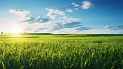 Fototapeta na wymiar meadow grass sunlight horizon captivating illustration outdoor tranquil, beauty scenic, idyllic peaceful meadow grass sunlight horizon captivating