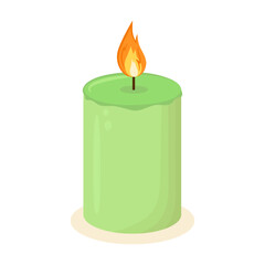 Decorative candle illustration. Icon for relax, spa and aromatherapy. Hand drawn style.