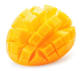tasty mango slices isolated on the white background. Clipping path - 677666136