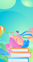 Education learning people flat vector concept hand drawn illustration
