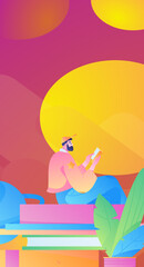 Education learning people flat vector concept hand drawn illustration
